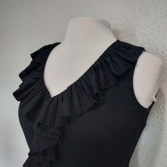 🔴3/$20 Talbots Black Blouse with Ruffle Trim Size P - Picture 4 of 9